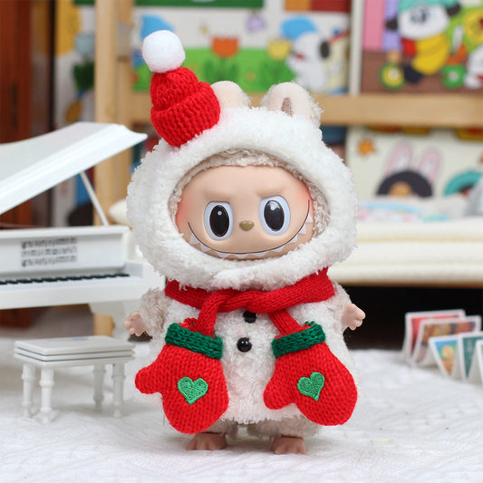 Labubu Macaron Blind Box + Christmas Snowman with gloves Outfit