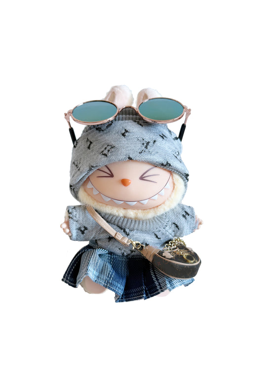 Labubu outfit France Inspired Look Grey sporty Set