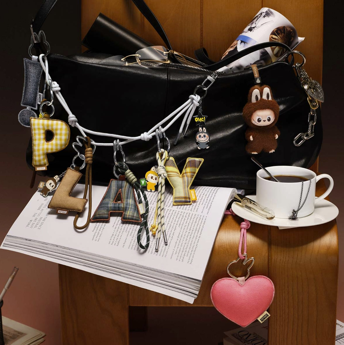 Pin for Love Mini Labubu Doll+Letter Pendant Combo (A-M)
