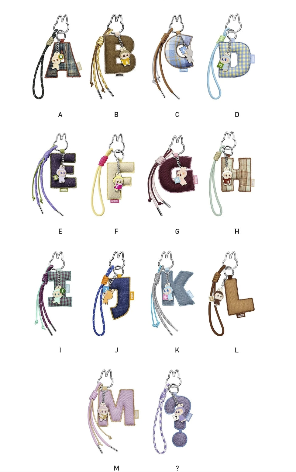 Pin for Love Mini Labubu Doll+Letter Pendant Combo (A-M)