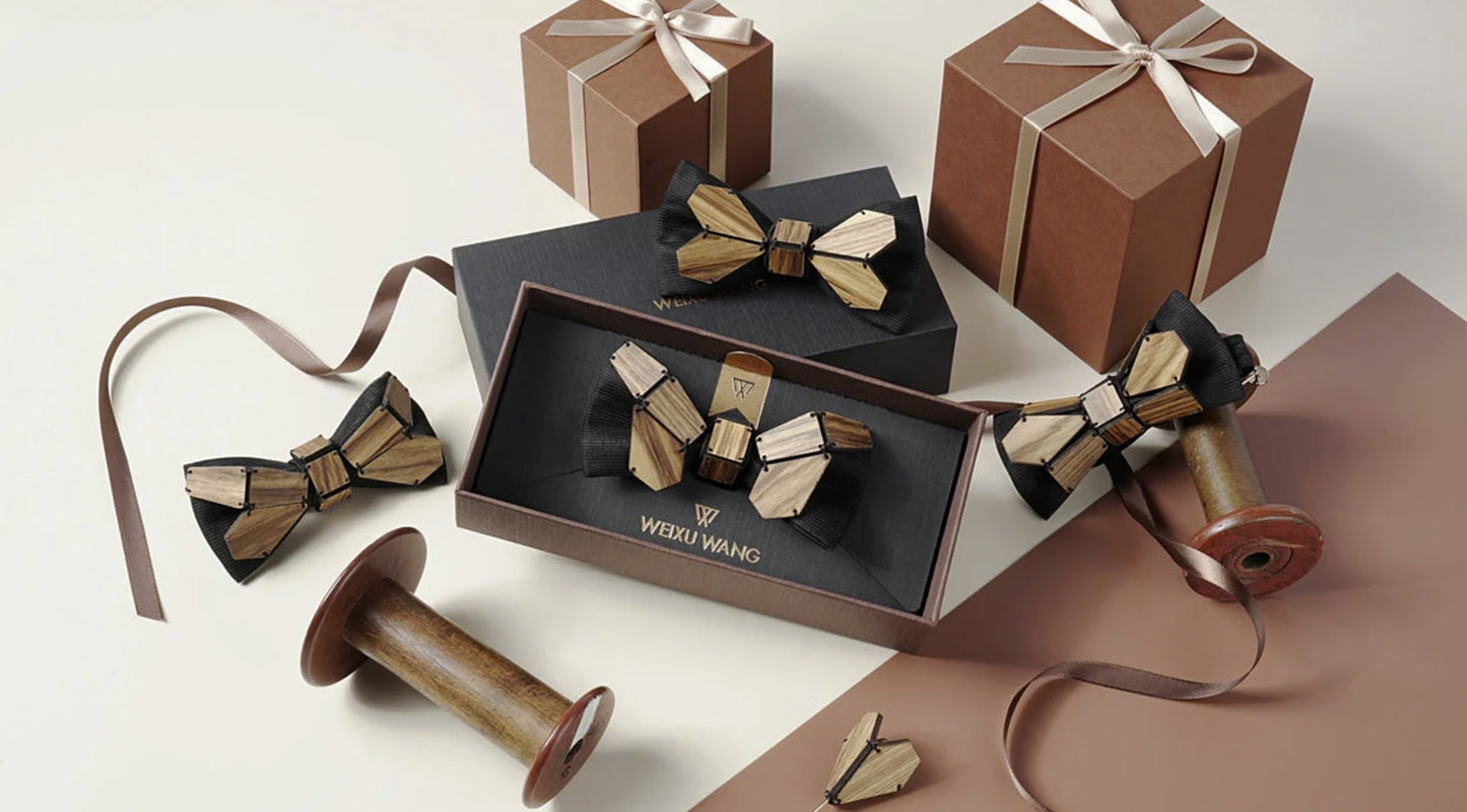 Geometry Series Wood Pre-tied Bowtie