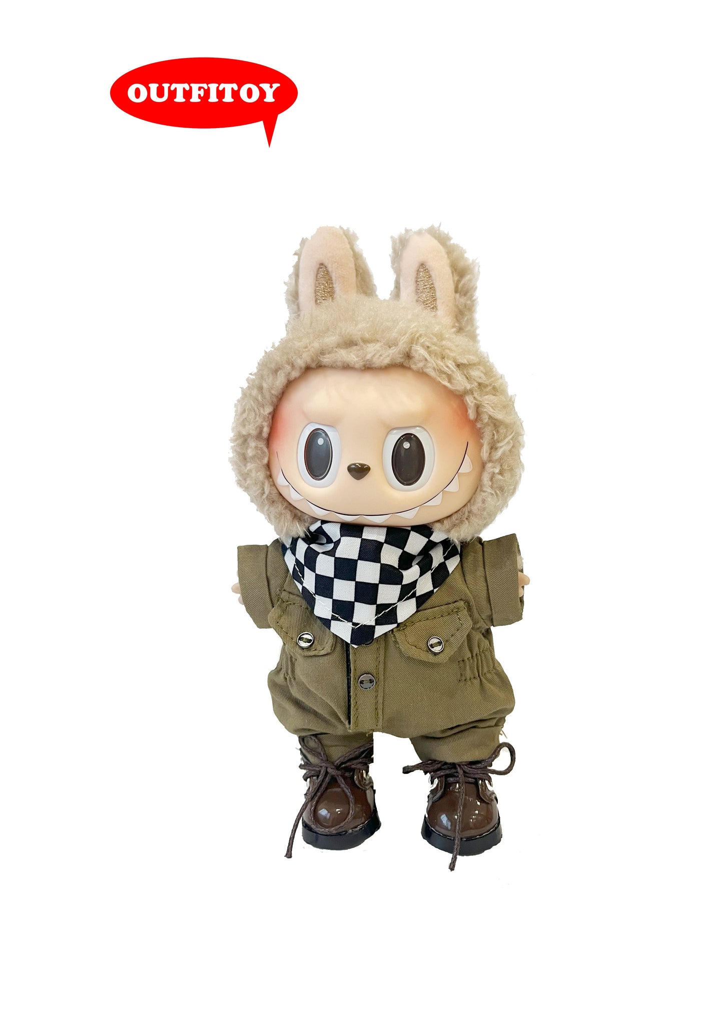 Labubu Explorer Outfit – Utility Jumpsuit & Boots Set