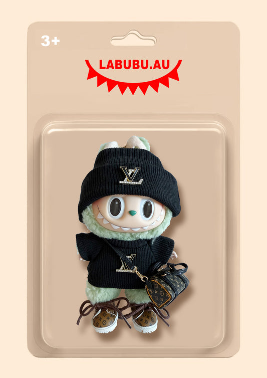 Labubu Outfit - France inspired Look Urban Monochrome Explorer with Beanie & Mini Duffel