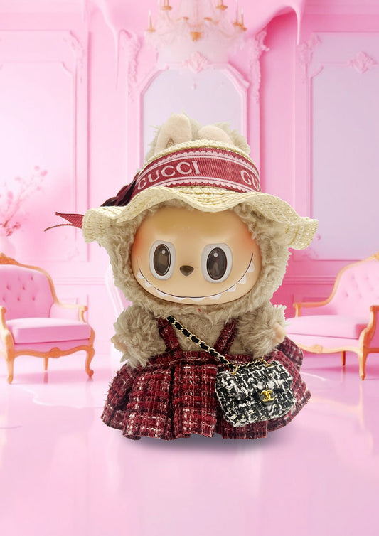 Labubu Macaron Blind Box + French Vintage Straw Hat Look Outfit
