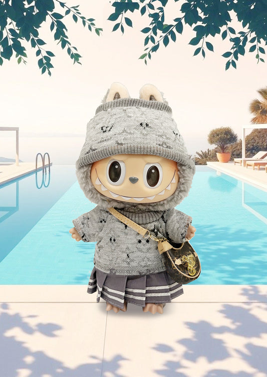 Labubu Macaron Blind Box + Grey Sporty Chic Look Outfit