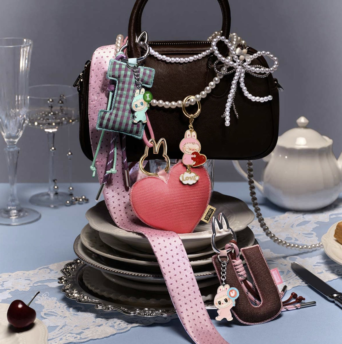 Pin for Love Mini Labubu Doll+Letter Pendant Combo (A-M)
