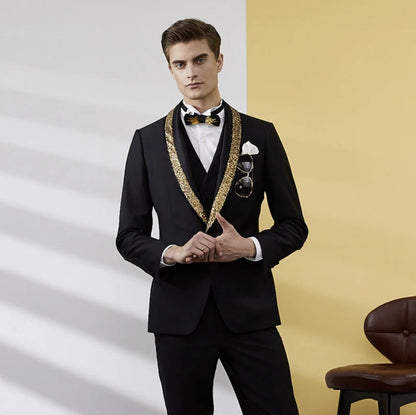 Gothic Series Bowtie (Gold metal/Black fabric)