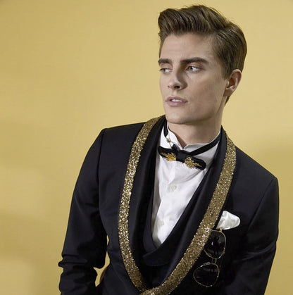 Gothic Series Bowtie (Gold metal/Black fabric)