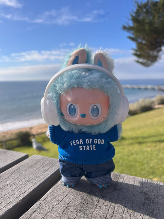 Labubu Big into Energy Blind Box + Labubu Blue Hoodie Style Outfit