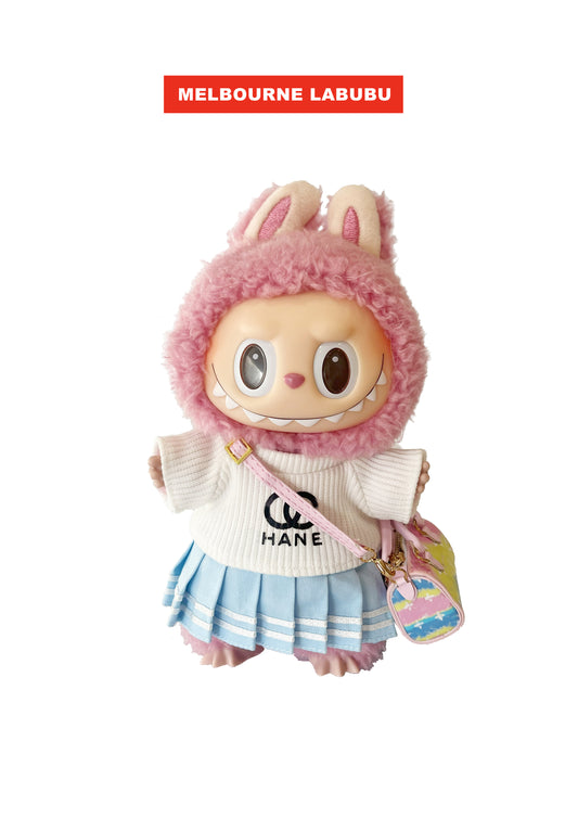 Labubu Outfit | Energetic Girl Style Set (T-shirt + Skirt + Pillow Bag)