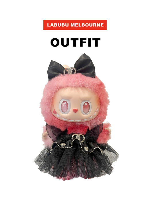 Labubu Black Tulle Princess Dress with Rhinestone Details