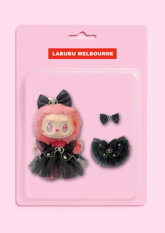 Labubu Black Tulle Princess Dress with Rhinestone Details