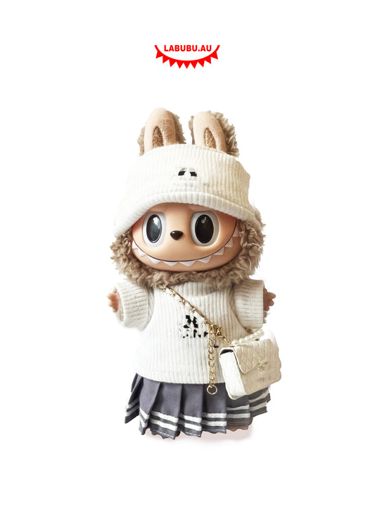 Labubu Outfit – Soft Sporty Chic Set with Pearl Mini Bag