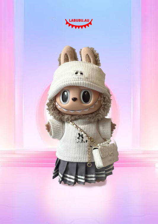 Labubu Outfit – Soft Sporty Chic Set with Pearl Mini Bag