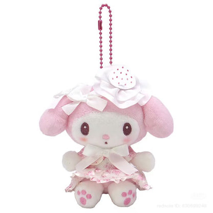 My Melody White Strawberry Outfit 50th Anniversary Plush Mascot Keychain