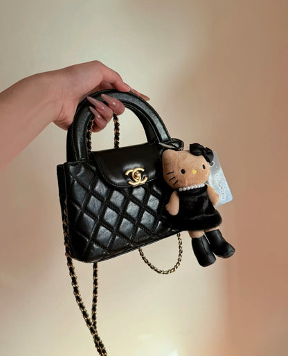 Kiddyland Gogo Gal Hello Kitty Tanned Long Leg Black Mascot Holder Keychain